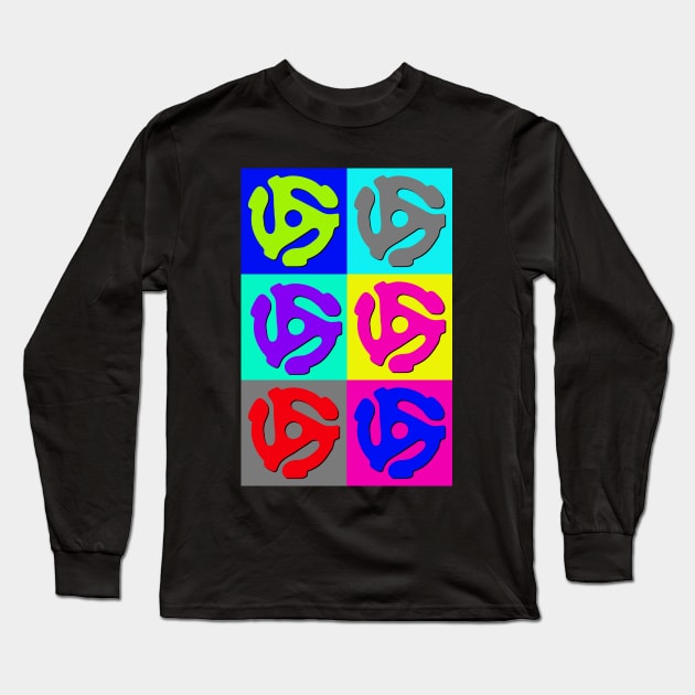 Retro Pop Art 45 RPM Adapters DJ art Long Sleeve T-Shirt by LittleBean